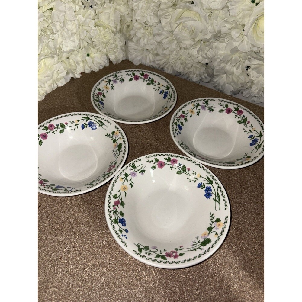 Farberware Stoneware English Garden 225 Soup Cereal Bowls Set Of 4 Flowers